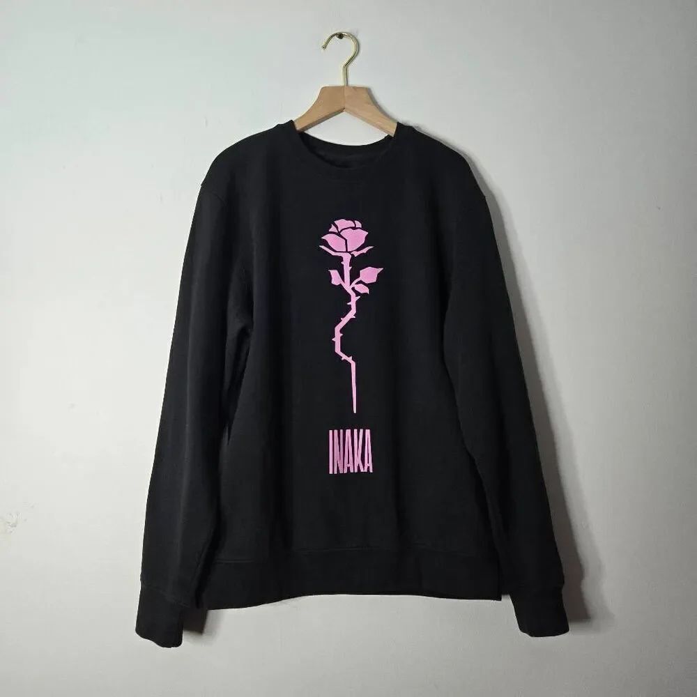 Inaka Power Sweatshirt Size Medium Black Pink Rose